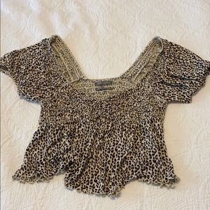 Urban outfitters smocked cheetah top